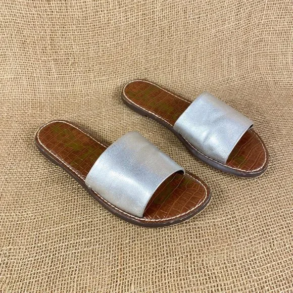 Sam Edelman sandals slides silver slippers women’s size 8.5 - Picture 3 of 7